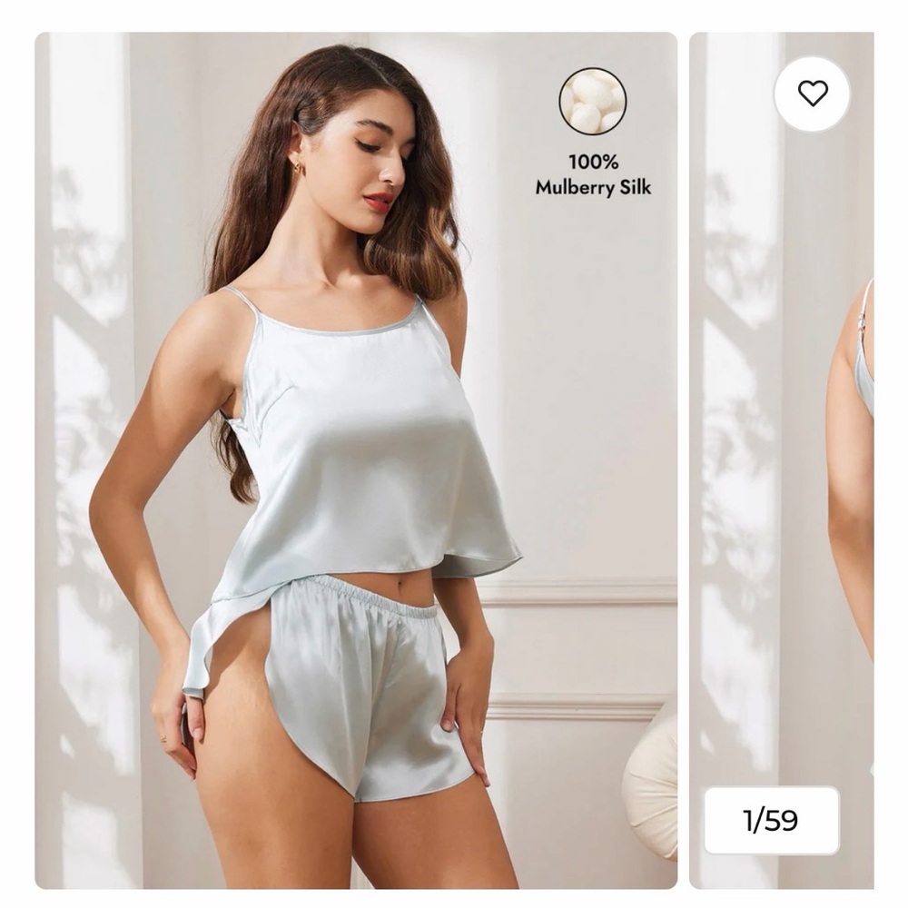 Silksilky Sleepwear Set in Light Blue (100% mulberry silk)